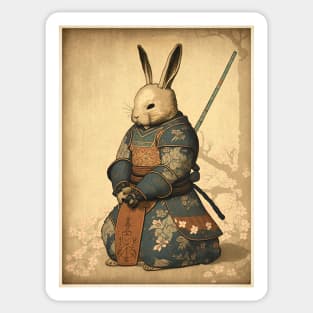 Art Nouveau Japanese Samurai Knight White Rabbit Sticker